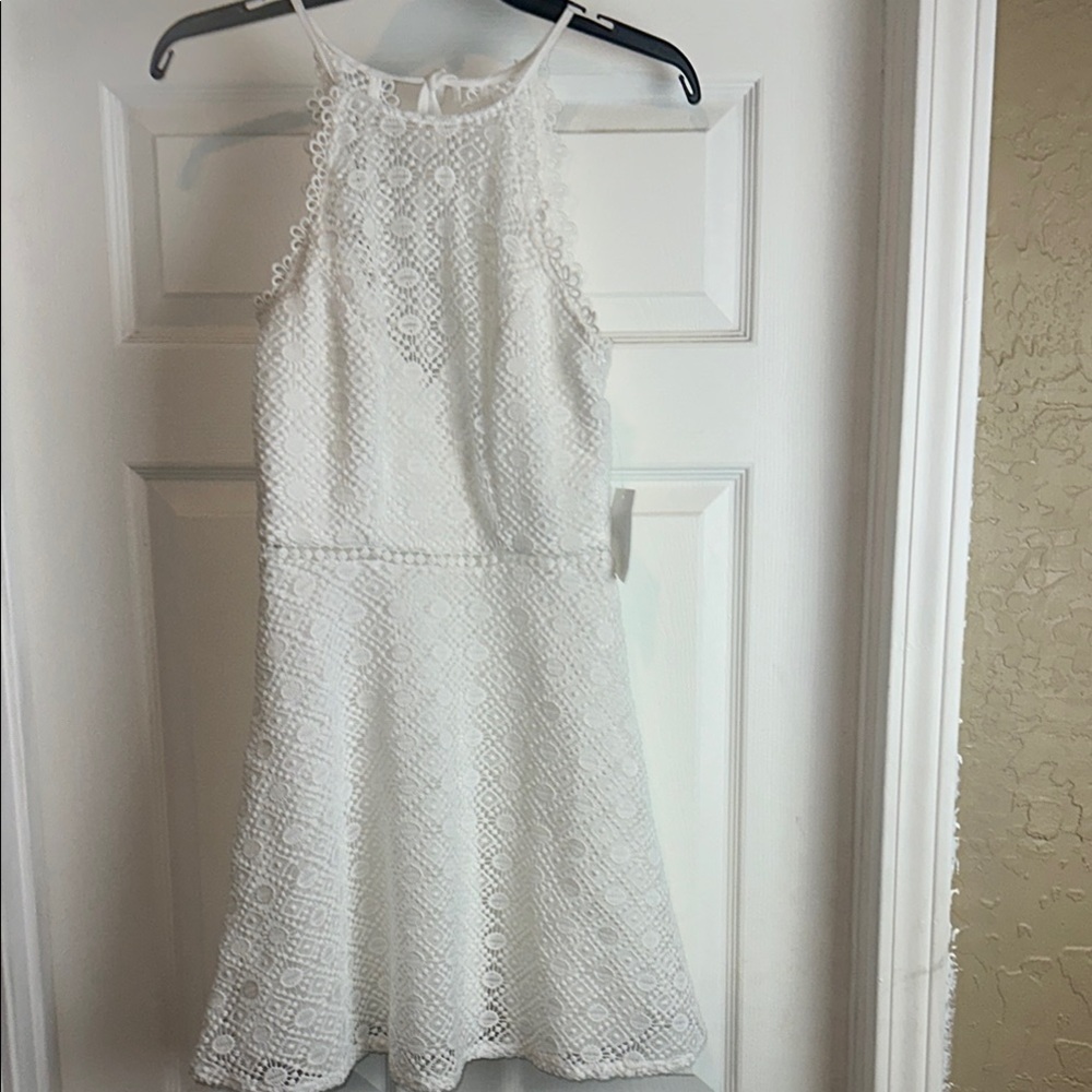 B. Darlin Elegant White Embroidered Lace Youth Dress Size 5/6 (XS)